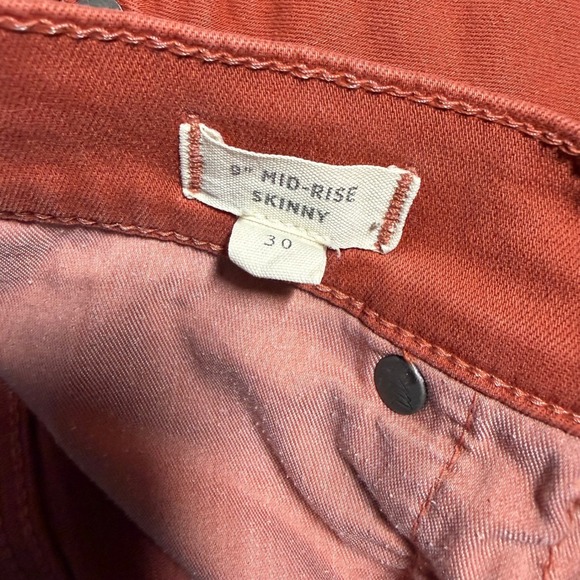 Madewell 9" Mid-Rise Skinny Jeans 30 Orange Button Fly Denim - Picture 4 of 6